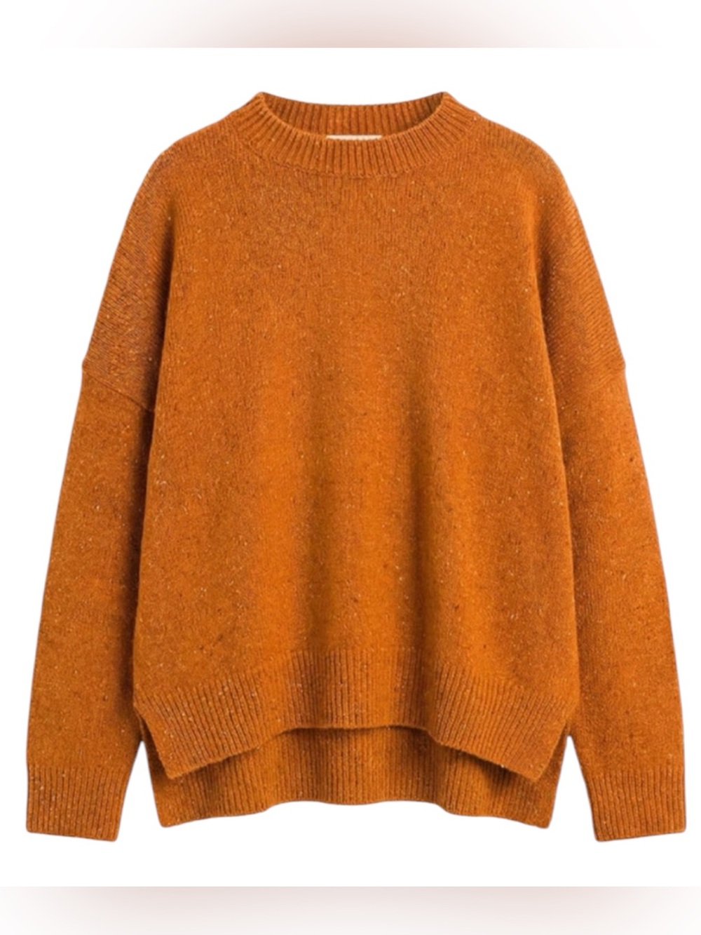 NWOT OLIVE Pumpkin Orange Raglan Chunky Crew Neck Wool Sweater SZ S/M